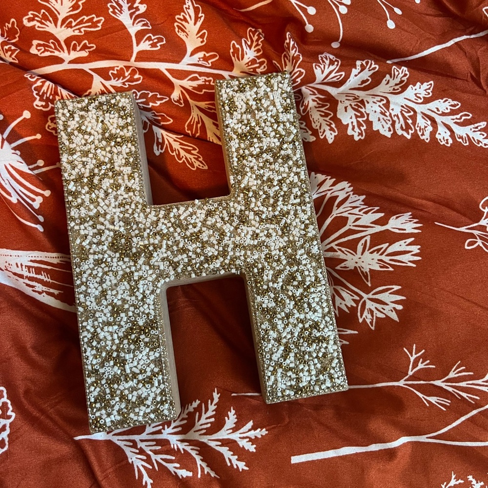 Gold Glitter Letter H Decor
